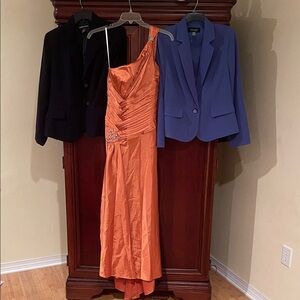 Evan Picone Black Label Purple Blazer, lavender blazer, orange gown sizes 14